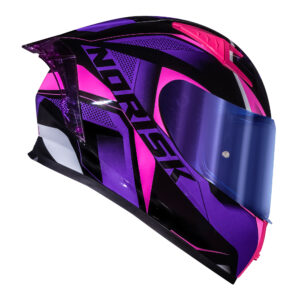 Capacete Norisk Flow Roxo/Rosa c/ Viseira Camaleão e Spoiler